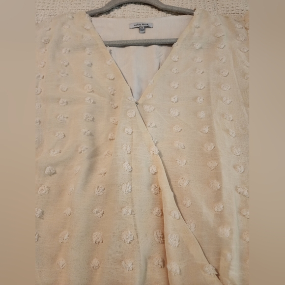 White Burch Cream Textured V-Neck Bodysuit Snap Crotch Romantic Victorian Sz 2X - Picture 10 of 10